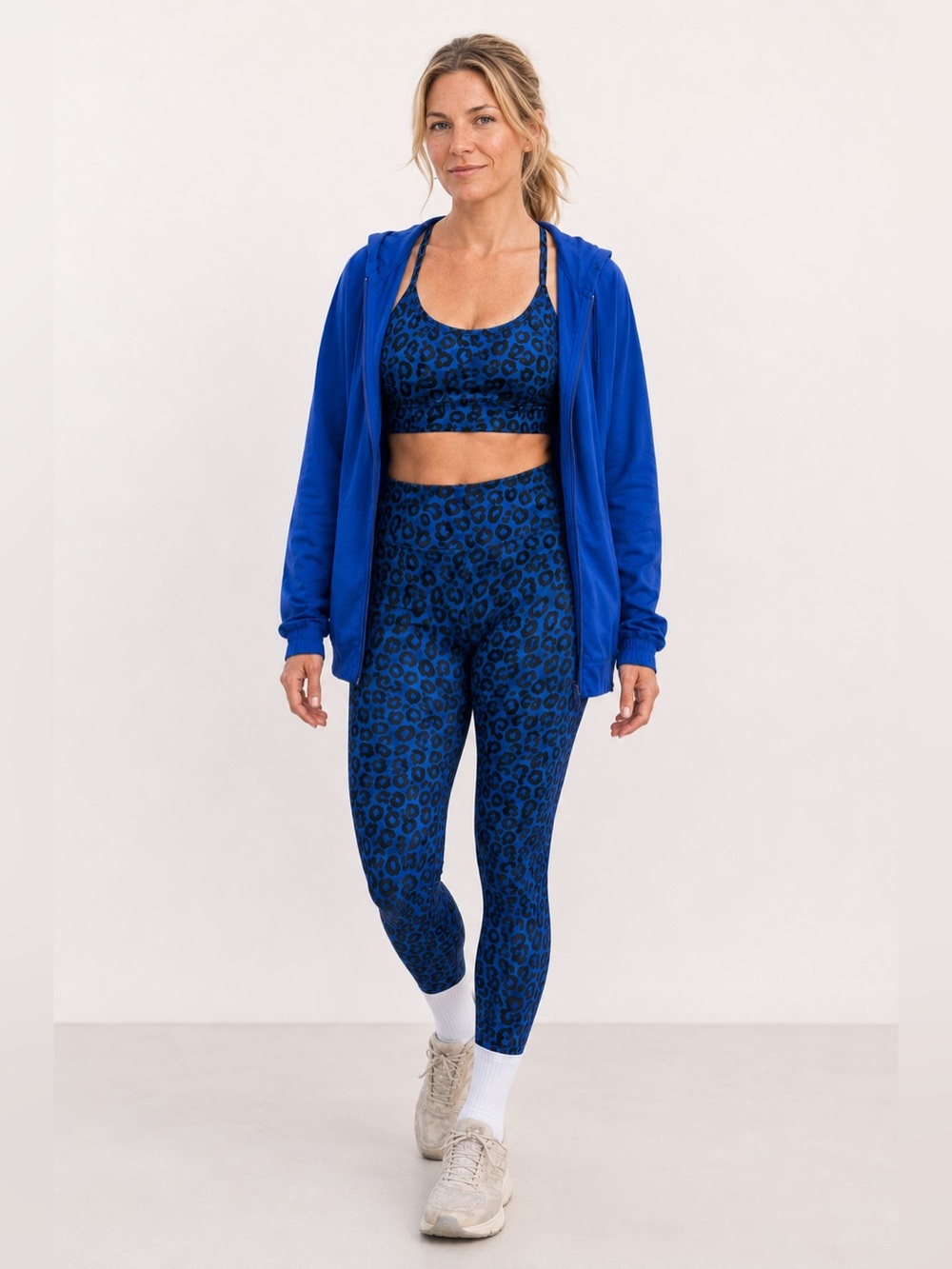 Onzie Blue & Black Leopard Strappy Sports Bra